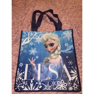 Disney Store Reusable Shopping Tote Blue Sack Carry Bag Frozen Group Elsa